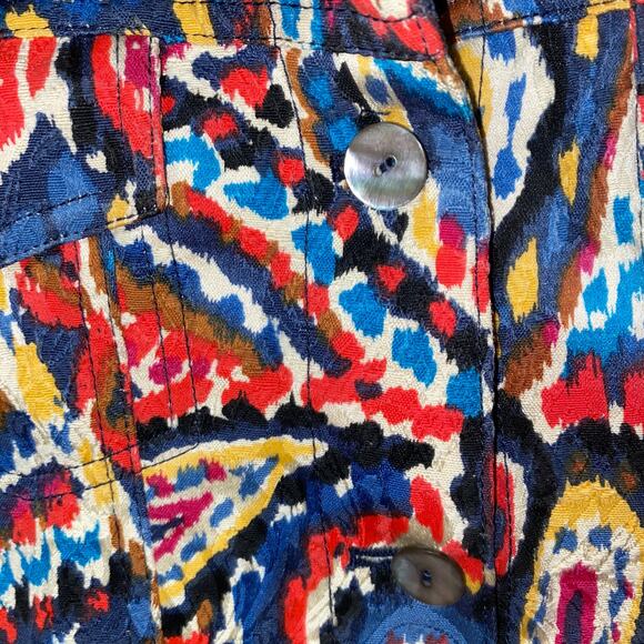Ruby Rd Abstract Multicolored Lightweight Button Down Jacket Women's Size 10 - Picture 3 of 6